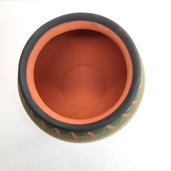 Native American Navajo Vase Pot by C. Buralli Terra Cotta Multi-Color 1996 DH606 - Picture 3 of 15